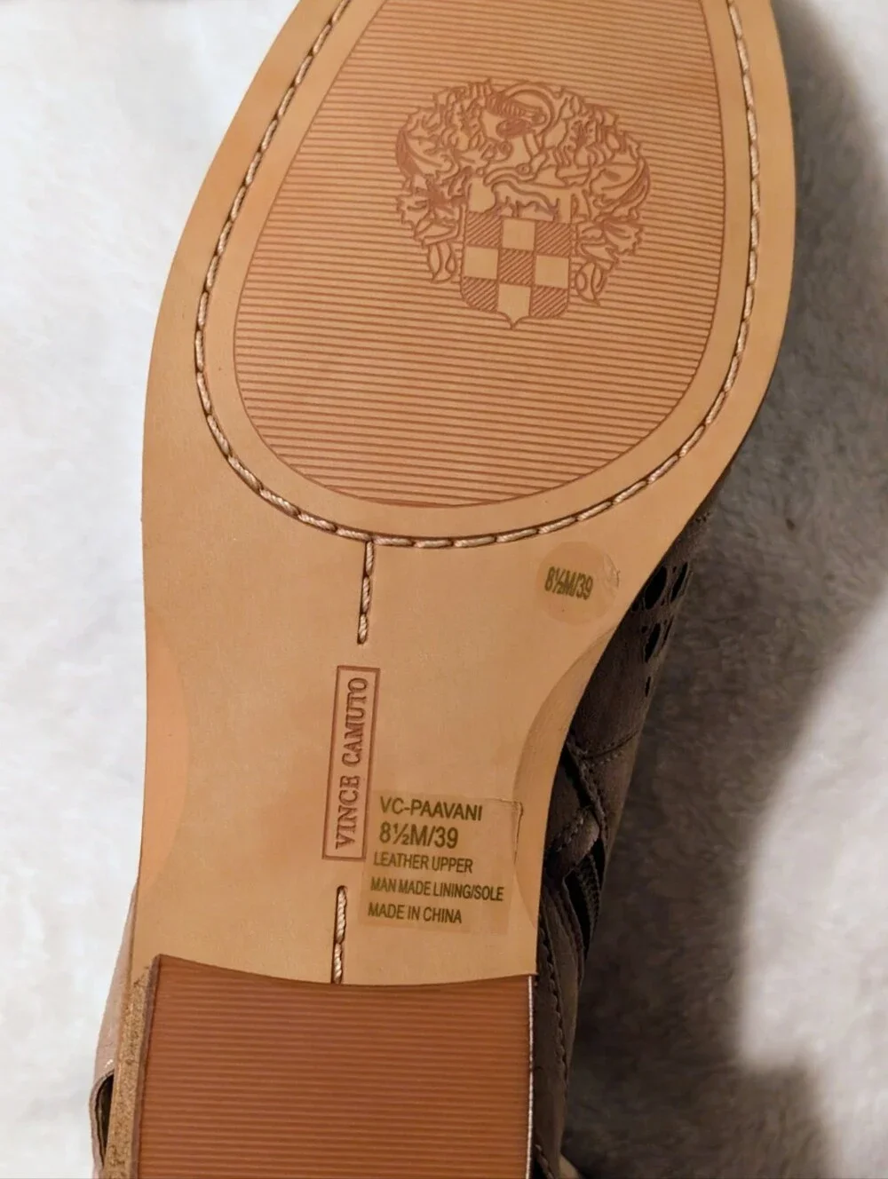 NWOT Vince Camuto Taupe Laser-Cut Suede Ankle Booties With Buckle 8.5